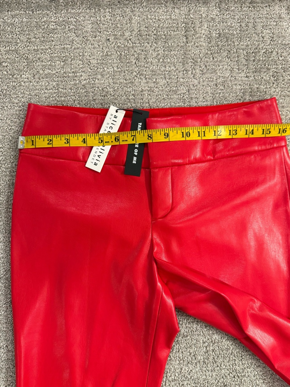 NEW ALICE + OLIVIA Red Fitted Vegan Leather Blazer Suit - Picture 13 of 15